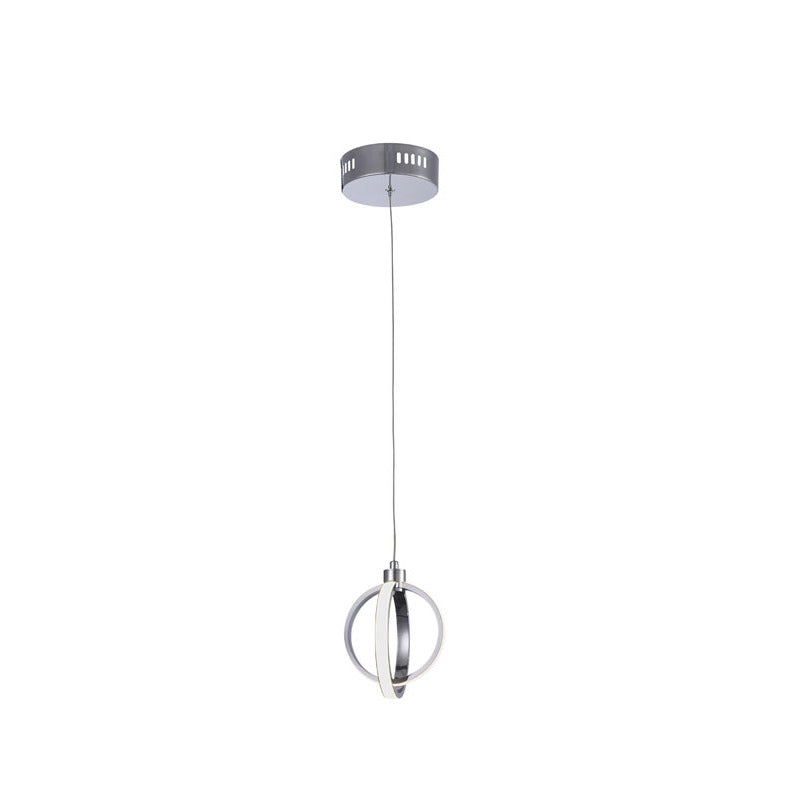Hanging Pendant Orb Light with Chrome Frame and White Acrylic Diffuser by Bethel