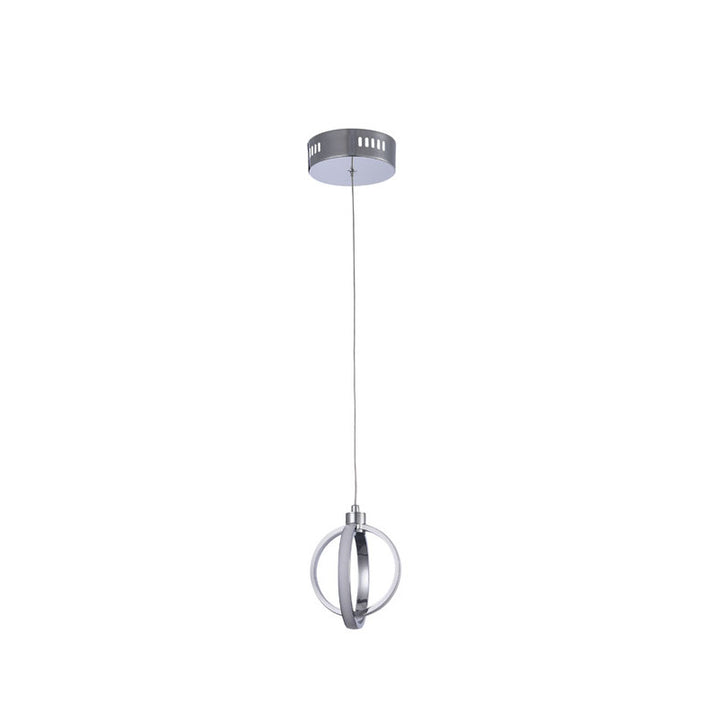Hanging Pendant Orb Light with Chrome Frame and White Acrylic Diffuser by Bethel - view 2