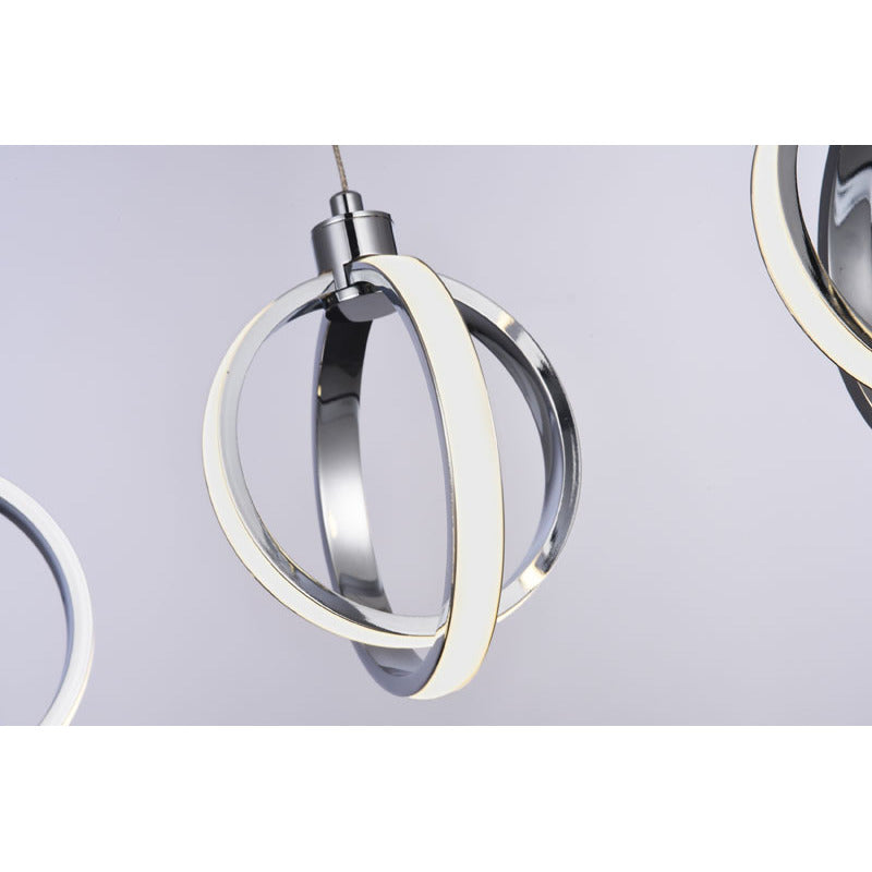 Hanging Pendant Orb Light with Chrome Frame and White Acrylic Diffuser by Bethel - view 3