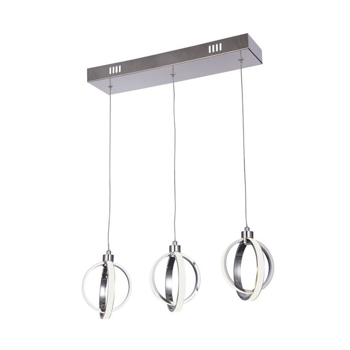 Three Hanging Pendant Light with Chrome Frame and White Acrylic Diffuser by Bethel