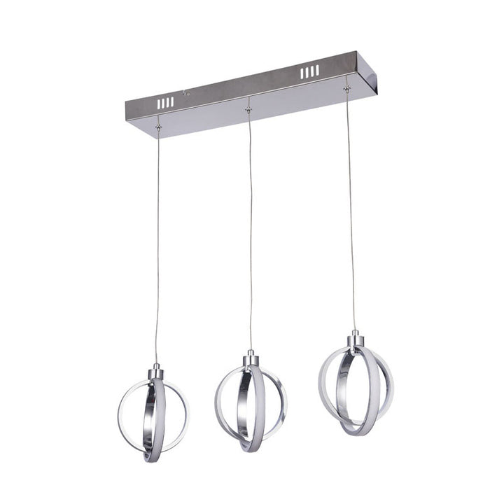 Three Hanging Pendant Light with Chrome Frame and White Acrylic Diffuser by Bethel - view 2