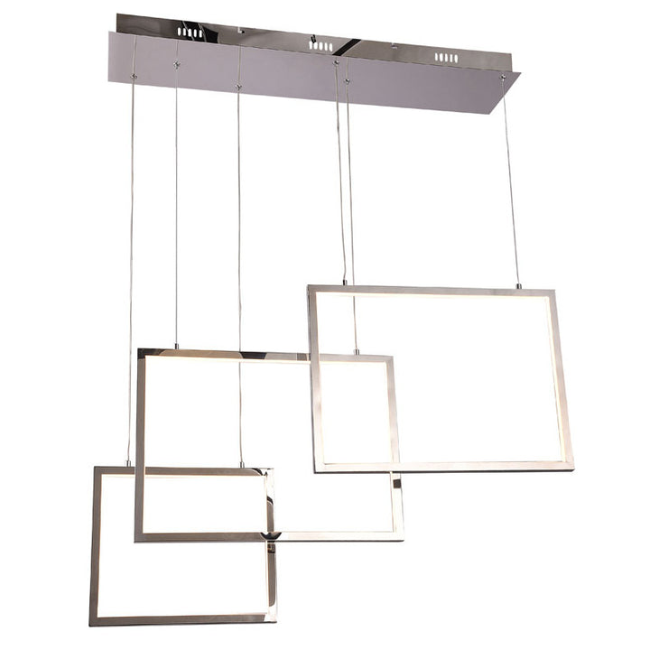 Stainless Steel Frame Chandelier with Hanging Box Lights in Chrome by Bethel