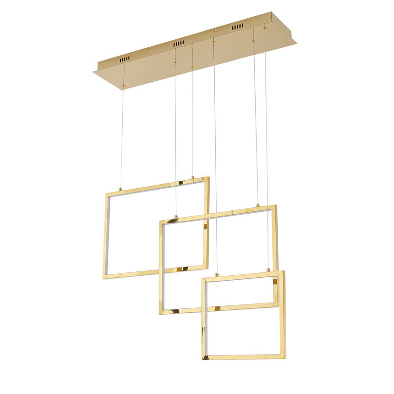 Stainless Steel Frame Chandelier with Hanging Box Lights by Bethel - view 6