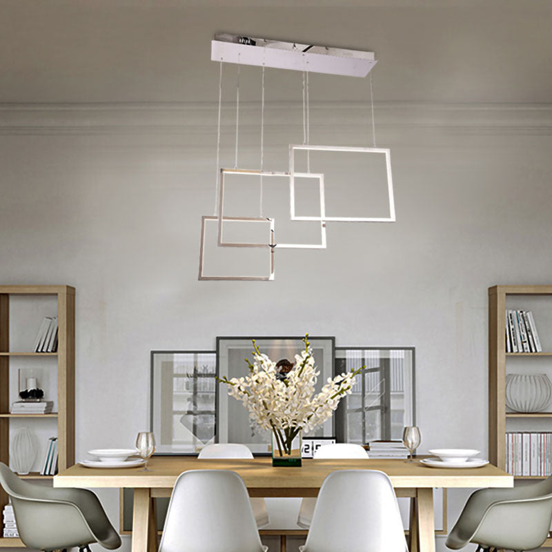 Stainless Steel Frame Chandelier with Hanging Box Lights by Bethel - view 2