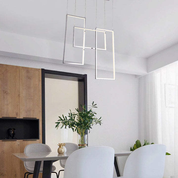 Chrome Stainless Steel Frame Block LED Ceiling Fixture with Rectangular Canopy by Bethel