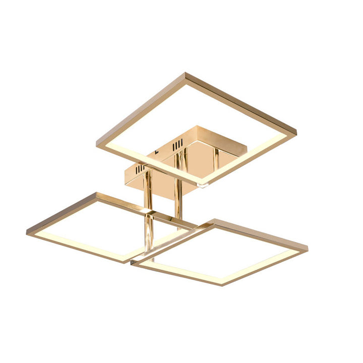 Stainless Steel Square Block Flush Mount with Acrylic Diffuser in Gold by Bethel