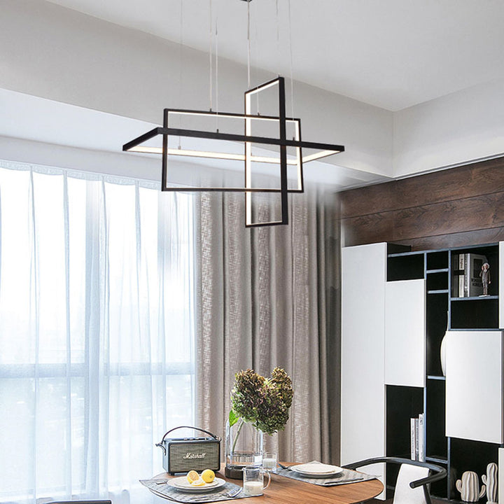 Matte Black Metal Frame LED Floating Box Light by Bethel - view 2