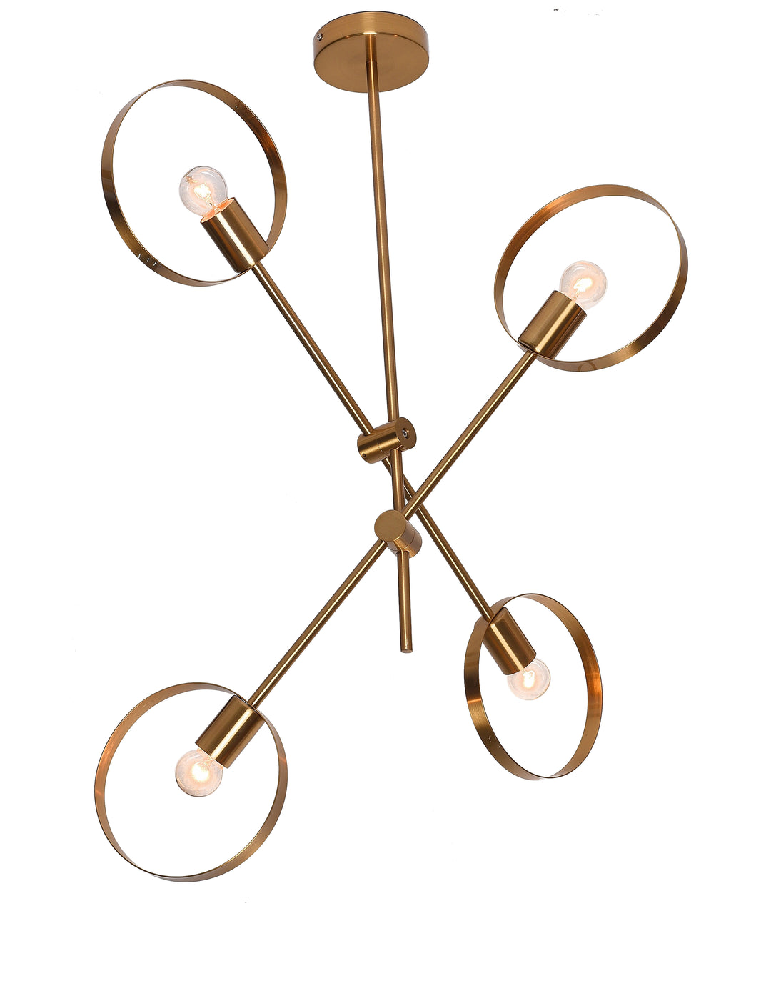 Pipe Arm Ceiling Fixture with Round Moveable Sockets in Bronze by Bethel