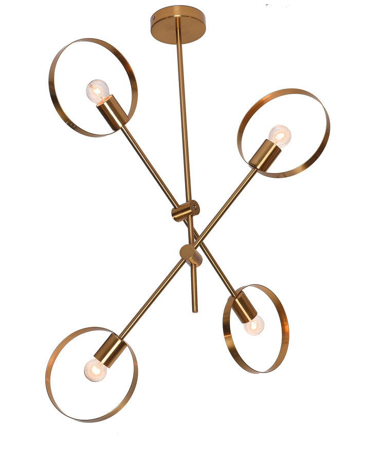 Pipe Arm Ceiling Fixture with Round Moveable Sockets in Bronze by Bethel