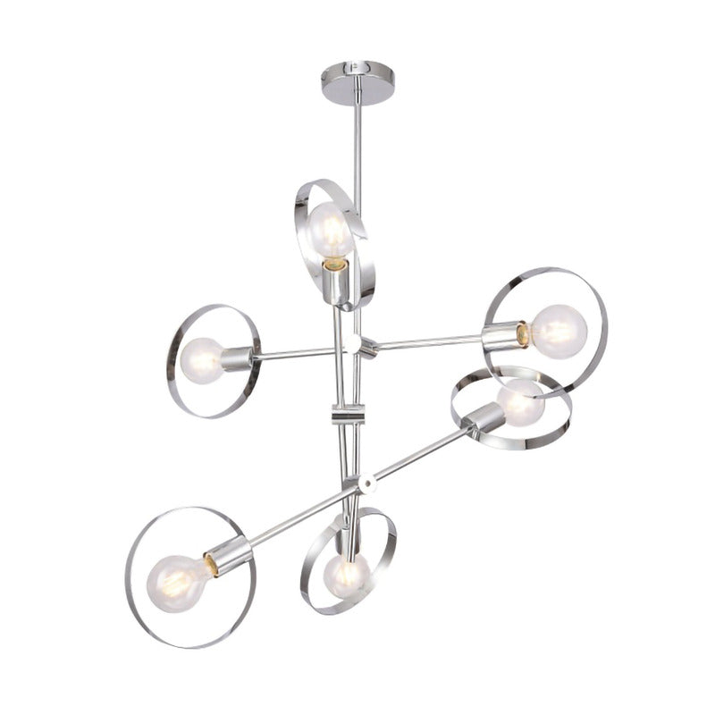 Chrome Pipe Arm Ceiling Fixture with Round Moveable Sockets by Bethel