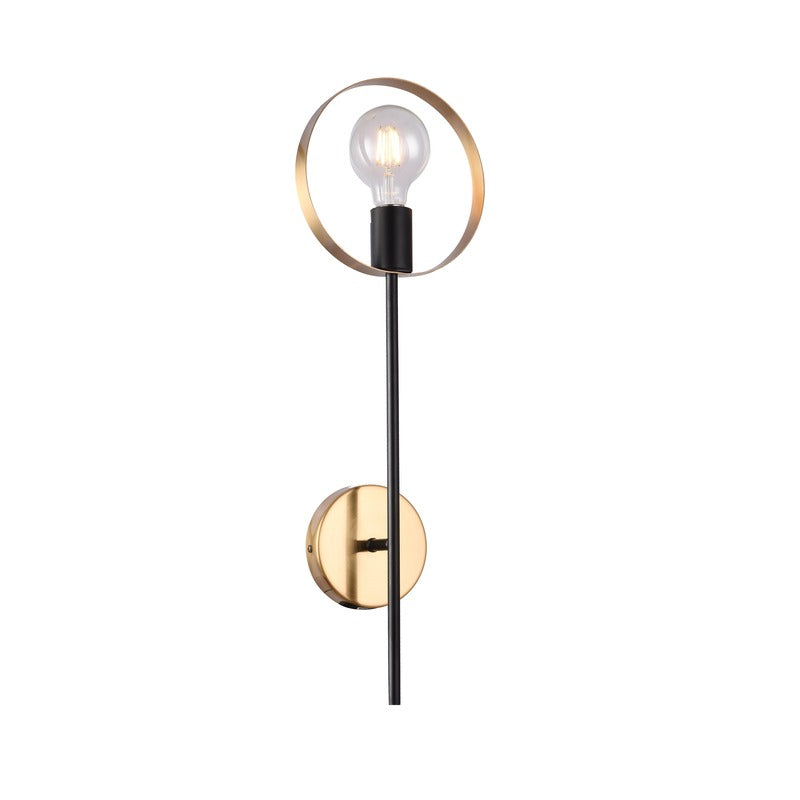 Black & Brushed Brass Arm Wall Sconce by Bethel