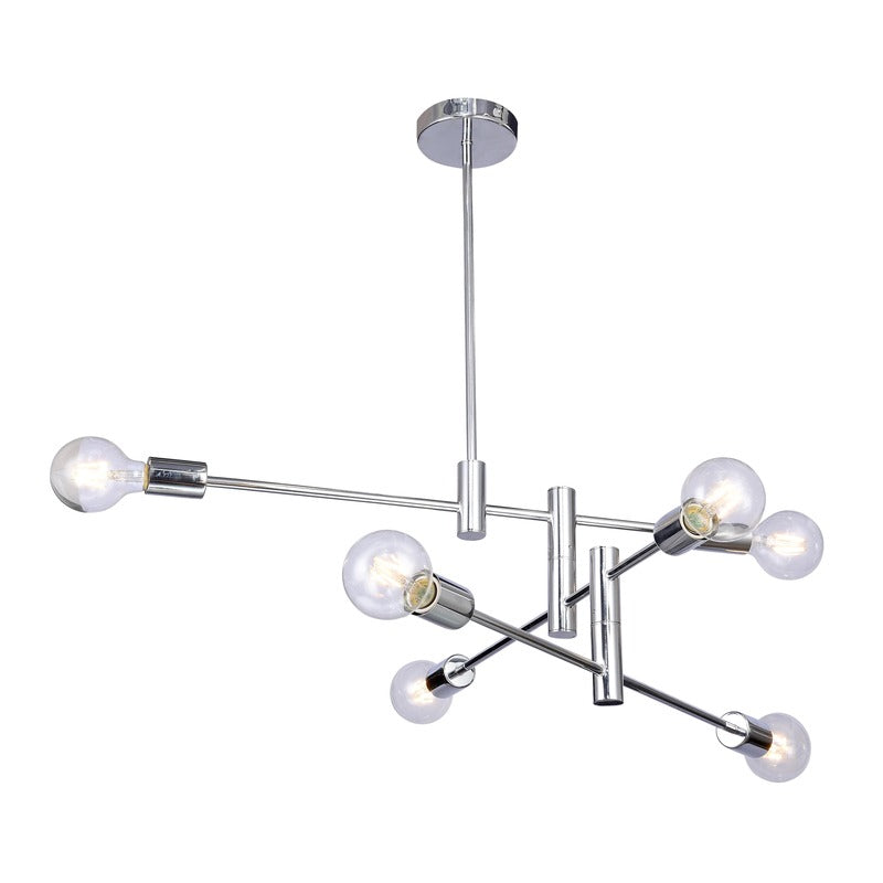 Three Tier Pipe Arm Ceiling Fixture in Chrome by Bethel