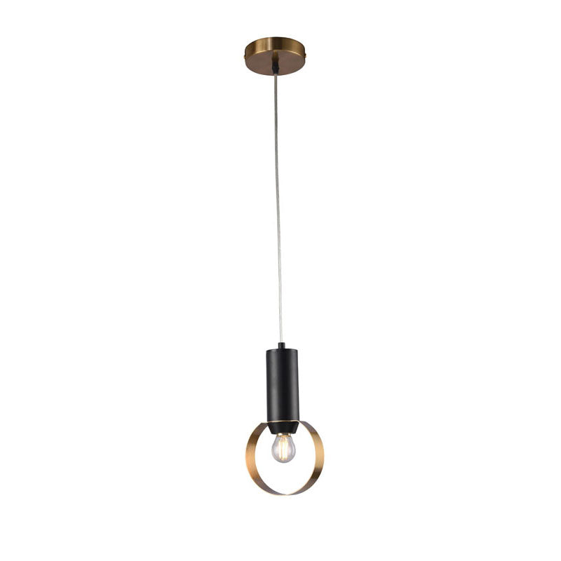 Loop Single Pendant Light in Black & Gold by Bethel