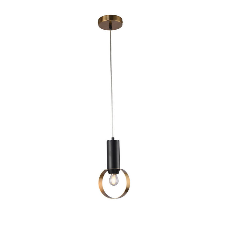 Loop Single Pendant Light in Black & Gold by Bethel