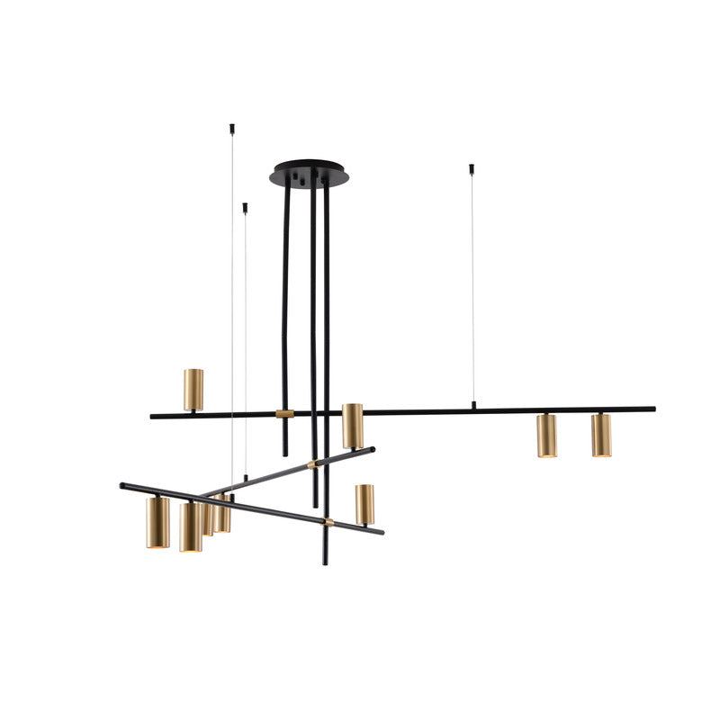 Black Frame LED Chandelier with Gold Accent Lights by Bethel
