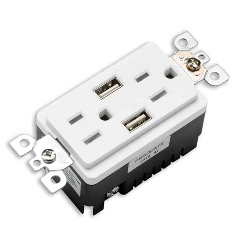 USB Charger & Duplex Receptacle (Tamper Resistant) in White by Votatec