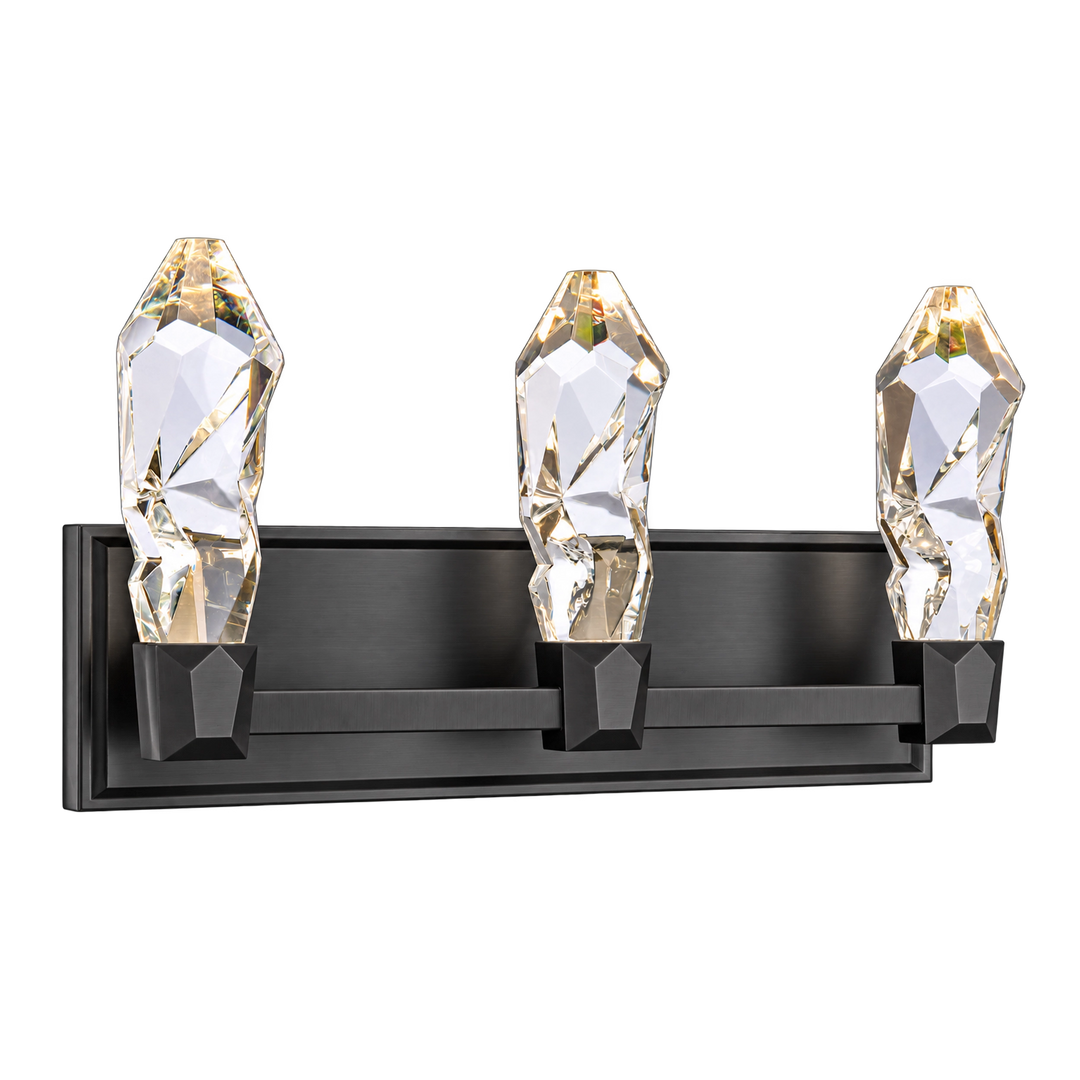 Angelus Single Crystal Vanity Light in Satin Brushed Black by Zeev