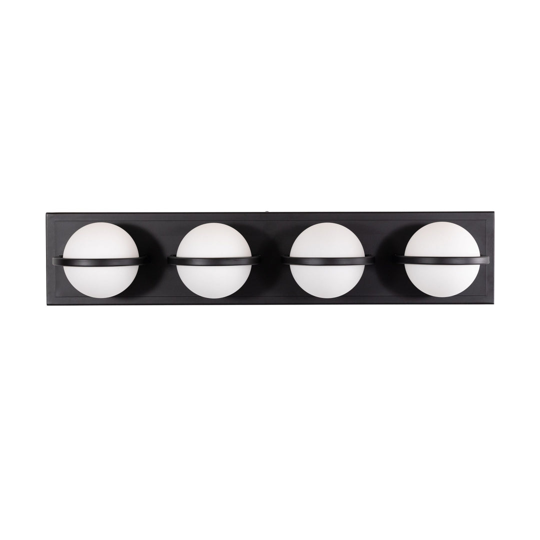 Vector LED Vanity Light in Black with Opal Glass by Russell