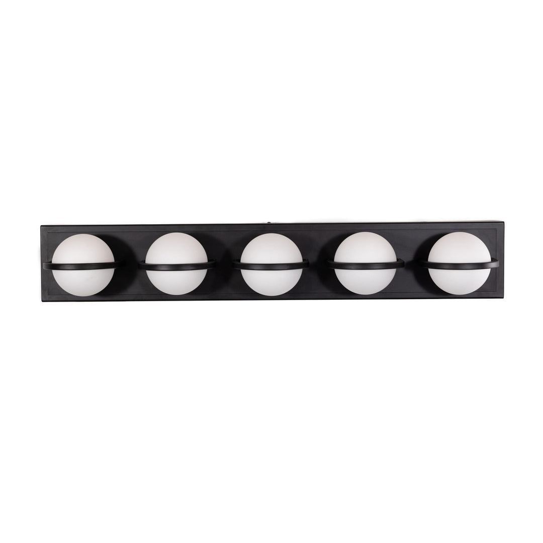 Vector LED Vanity Light in Black with Opal Glass by Russell