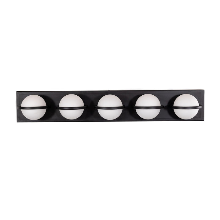 Vector LED Vanity Light in Black with Opal Glass by Russell