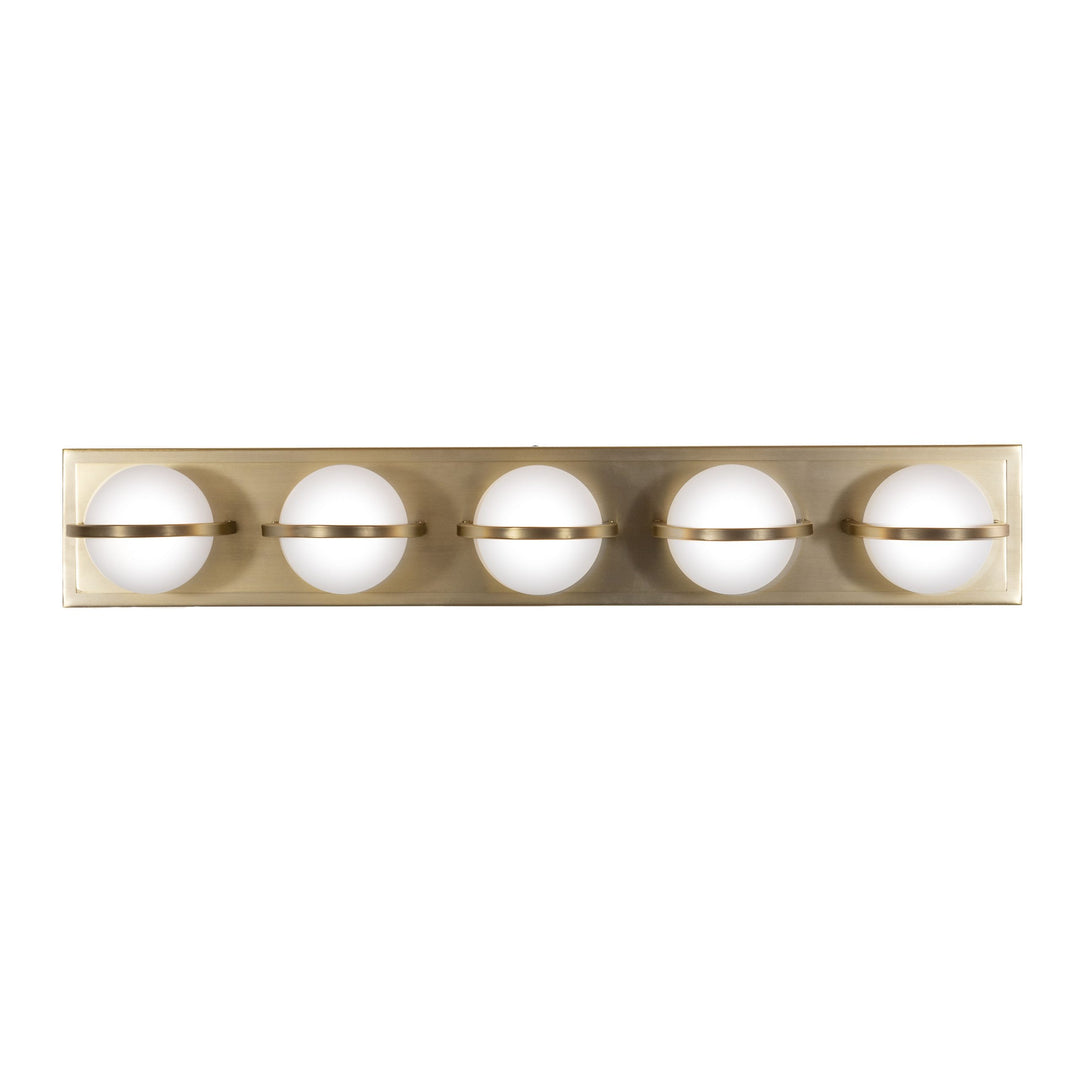 Vector LED Vanity Light in Soft Gold with Opal Glass by Russell