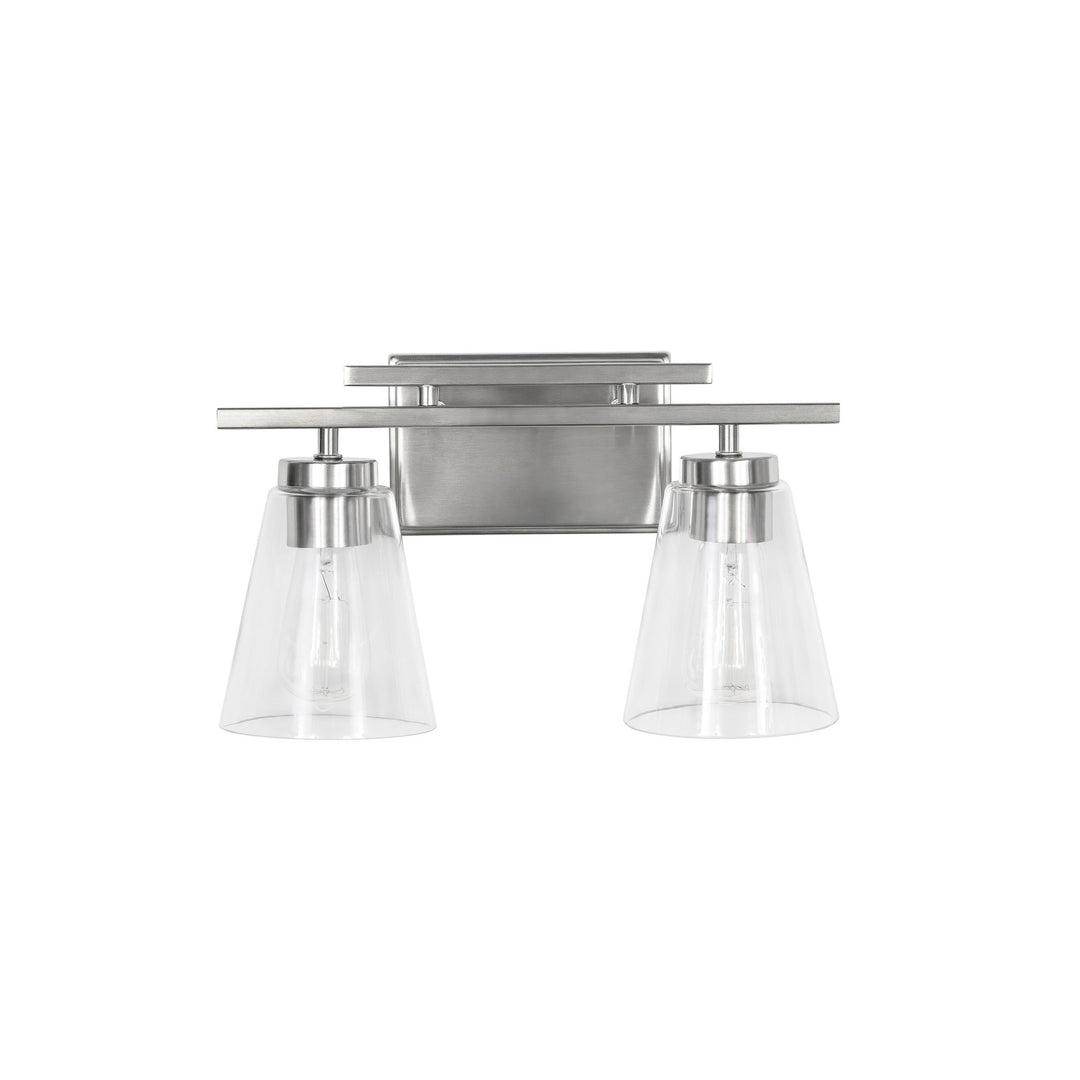 Spire Vanity Light in Brushed Chrome with Clear Glass by Russell