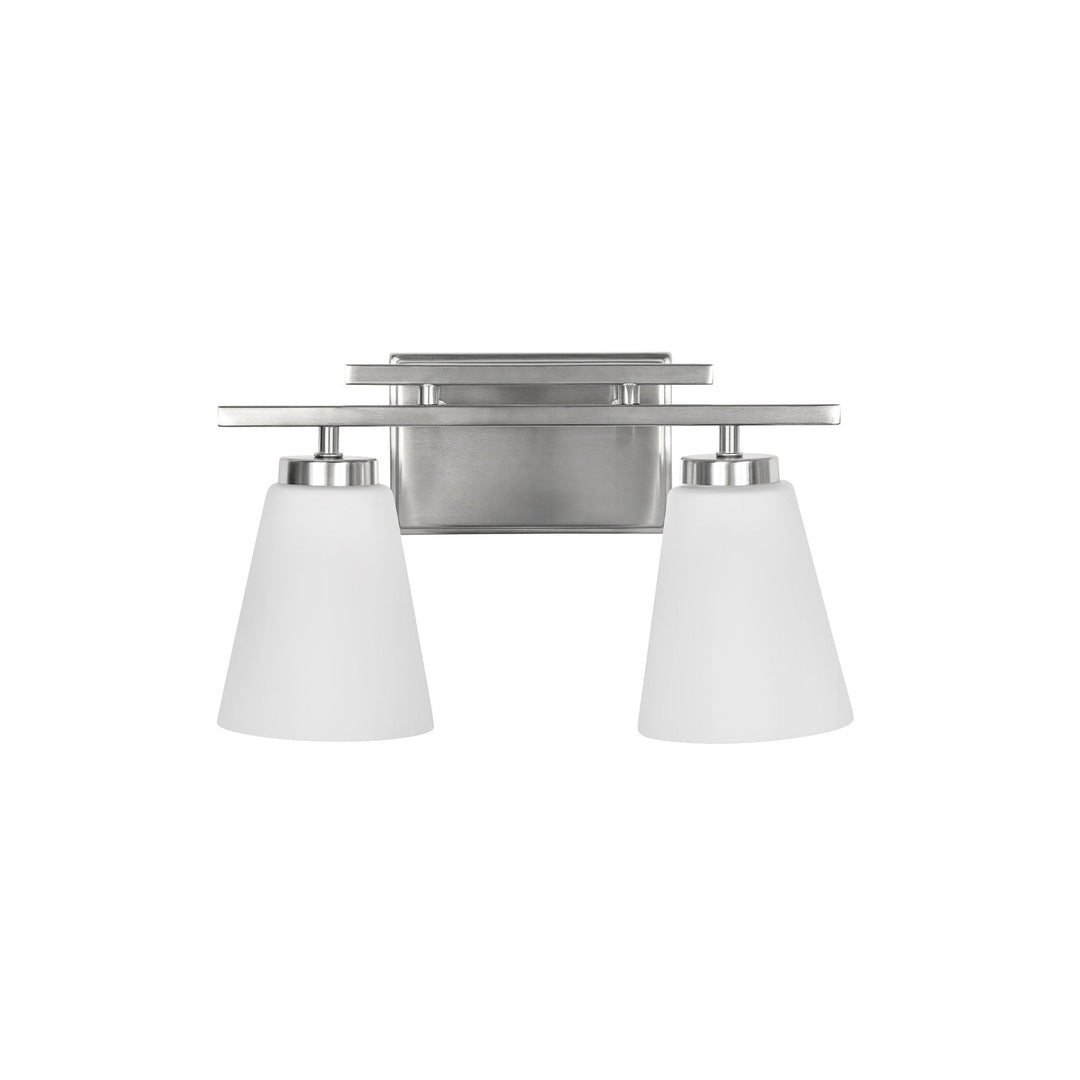 Spire Vanity Light in Brushed Chrome with Opal Glass by Russell