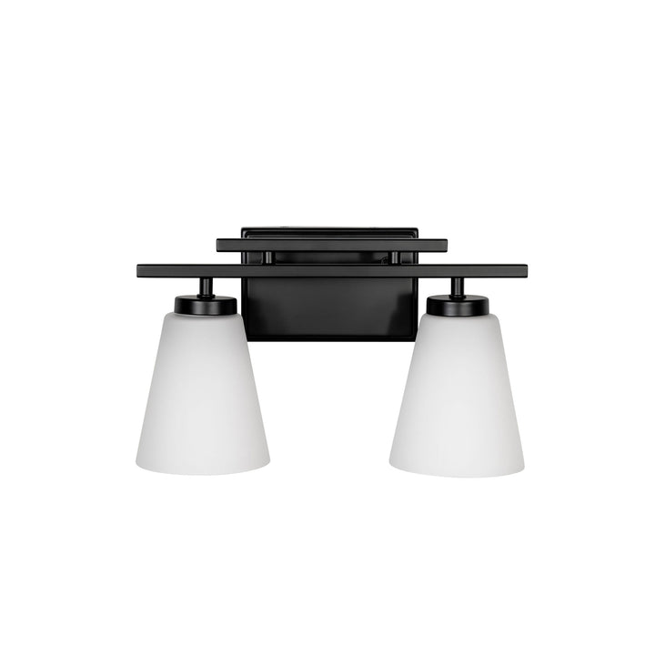 Spire Vanity Light in Black with Opal Glass by Russell