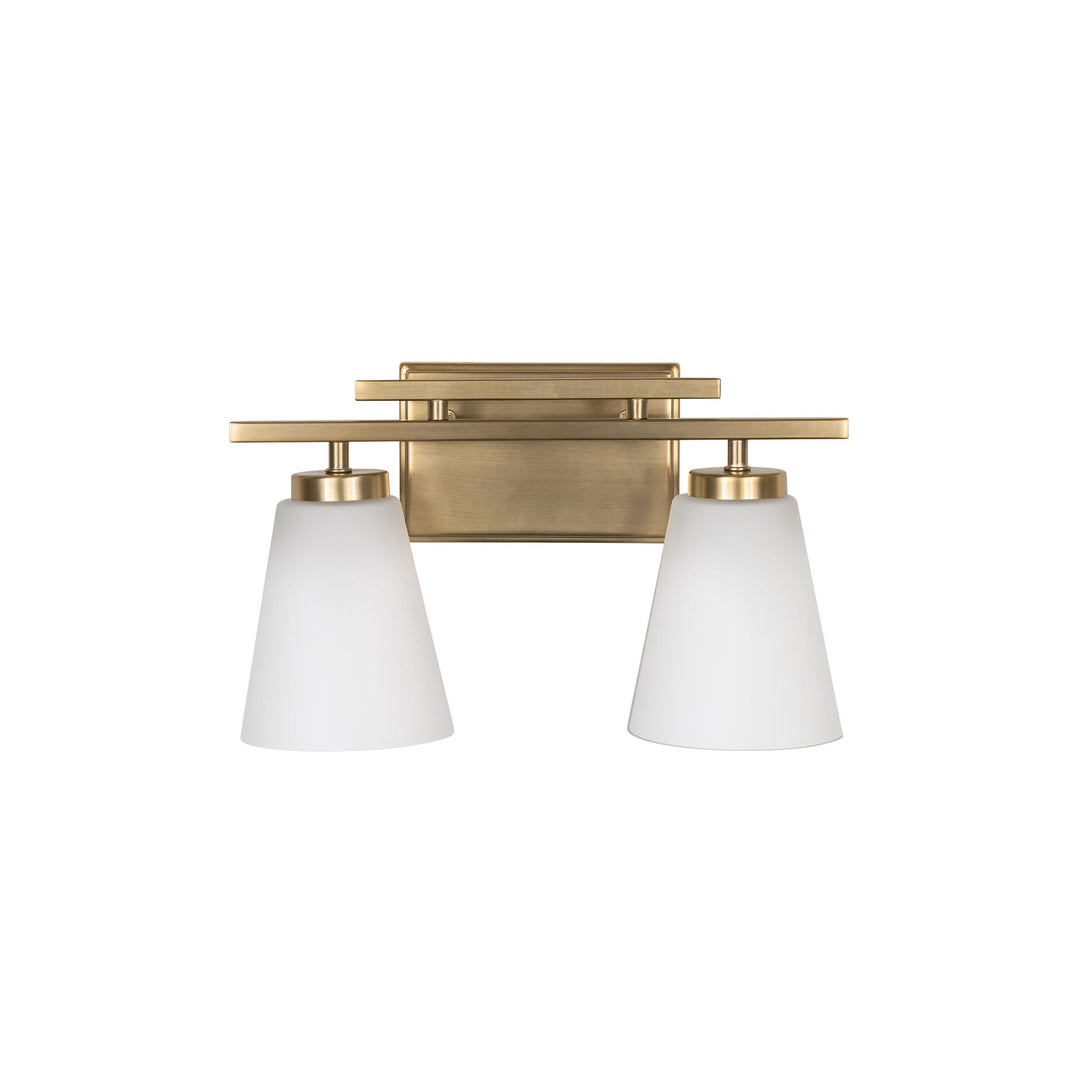 Spire Vanity Light in Soft Gold with Opal Glass by Russell