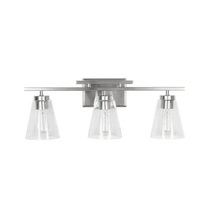 Spire Vanity Light in Brushed Chrome with Clear Glass by Russell