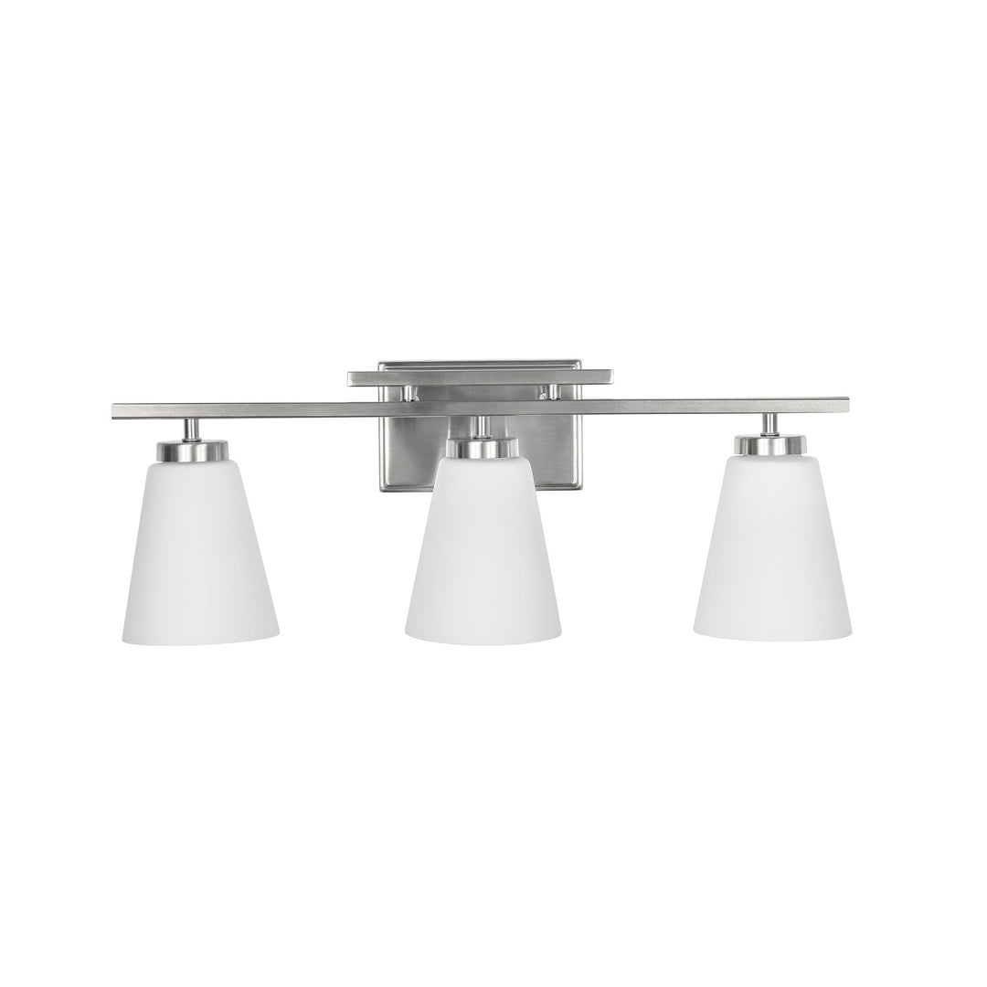 Spire Vanity Light in Brushed Chrome with Opal Glass by Russell
