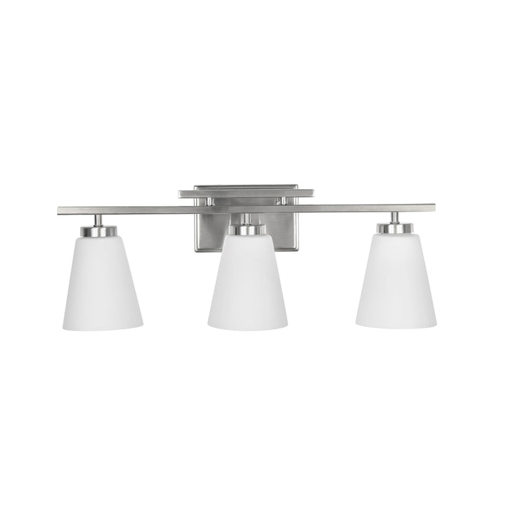 Spire Vanity Light in Brushed Chrome with Opal Glass by Russell