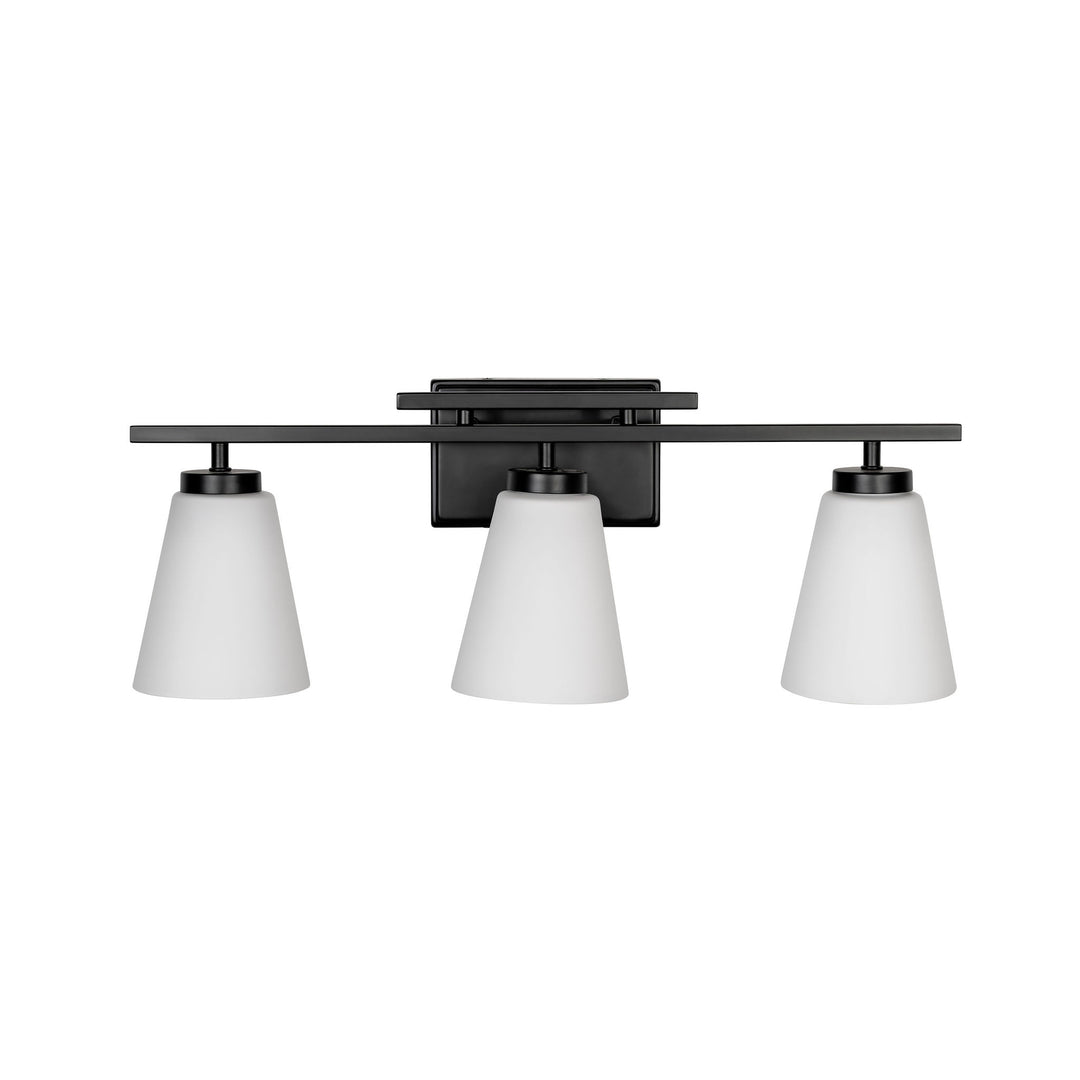 Spire Vanity Light in Black with Opal Glass by Russell