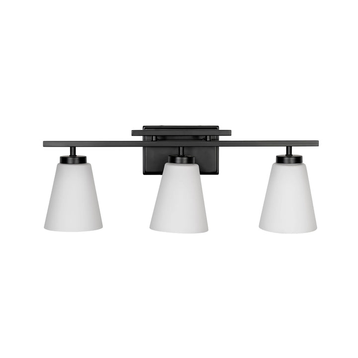 Spire Vanity Light in Black with Opal Glass by Russell