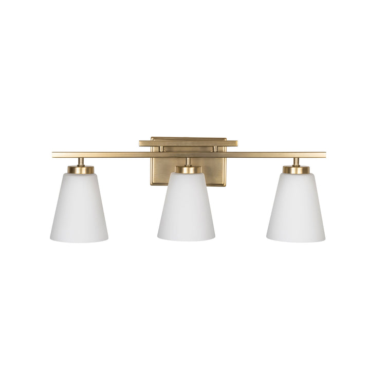 Spire Vanity Light in Soft Gold with Opal Glass by Russell