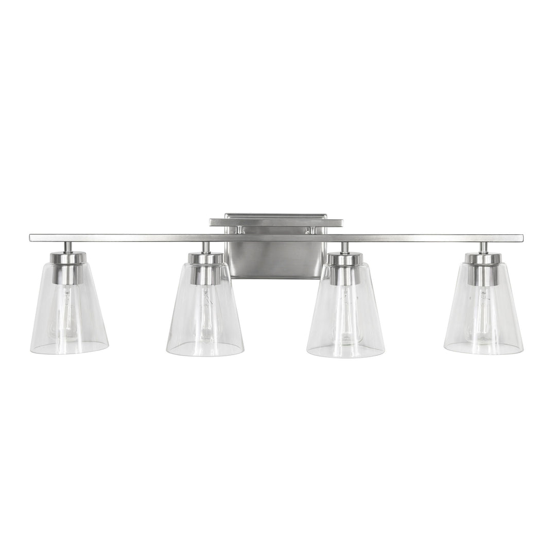 Spire Vanity Light in Brushed Chrome with Clear Glass by Russell
