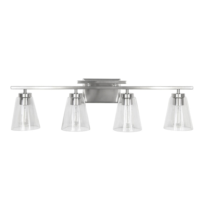 Spire Vanity Light in Brushed Chrome with Clear Glass by Russell