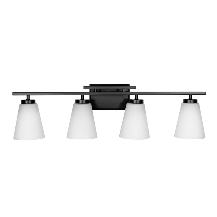 Spire Vanity Light in Black with Opal Glass by Russell