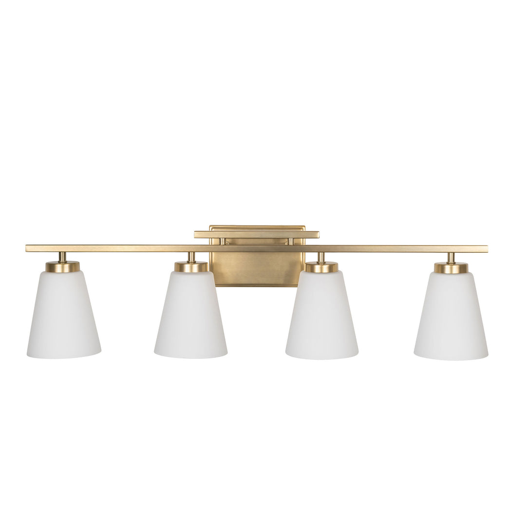 Spire Vanity Light in Soft Gold with Opal Glass by Russell