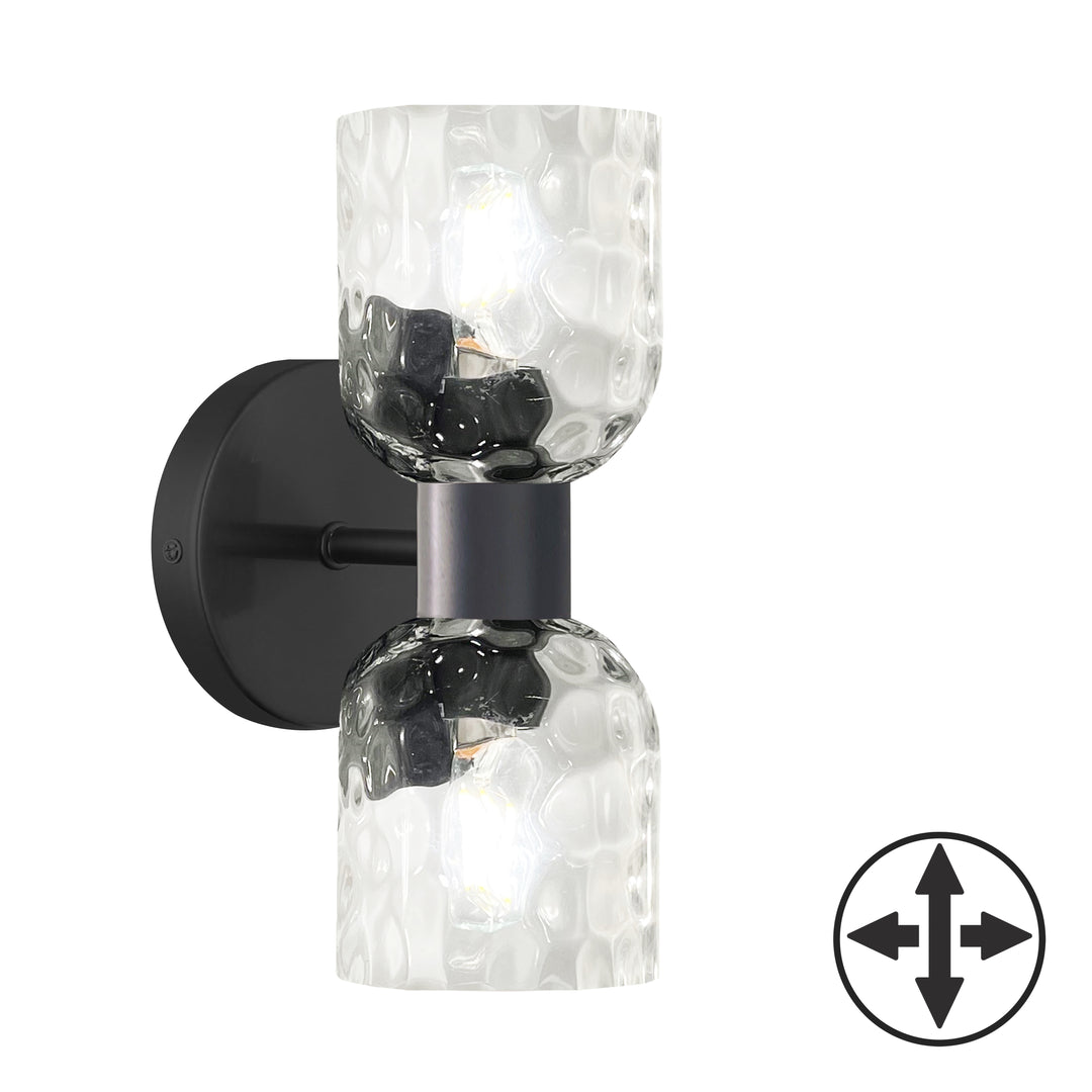 Vallora 2 Light Wall Sconce in Matte Black by Dainolite