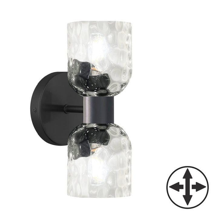 Vallora 2 Light Wall Sconce in Matte Black by Dainolite