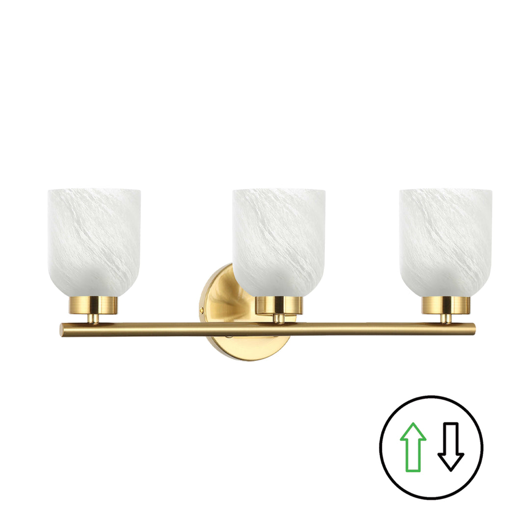 Vonda 3 Light Vanity in Aged Brass by Dainolite