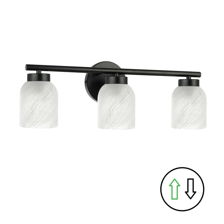 Vonda 3 Light Vanity in Matte Black by Dainolite