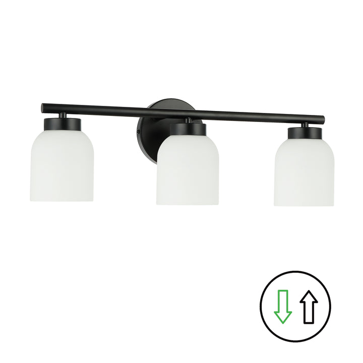 Vonda 3 Light Vanity in Matte Black by Dainolite
