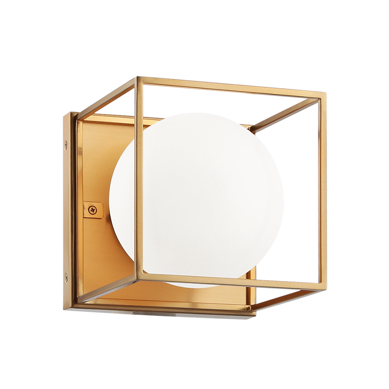 Steel Square Frame with Frosted Glass Shade Flush Mount / Wall Sconce