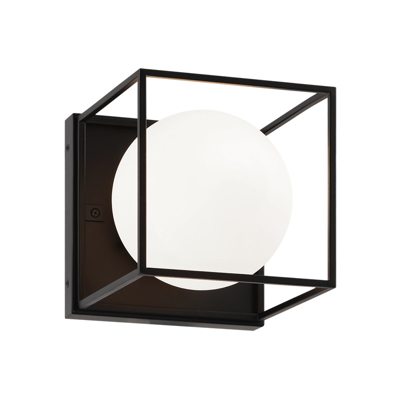 Steel Square Frame with Frosted Glass Shade Flush Mount / Wall Sconce