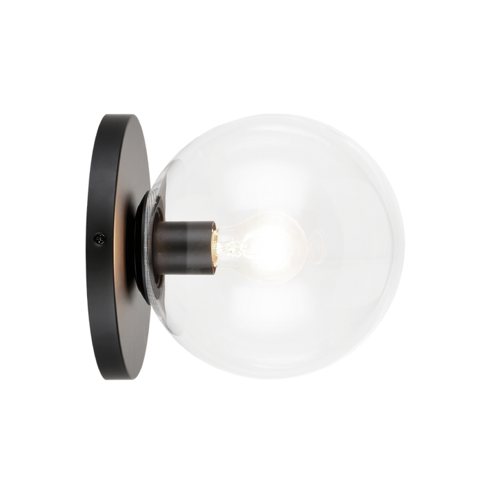 Steel Frame with Glass Globe Flush Mount