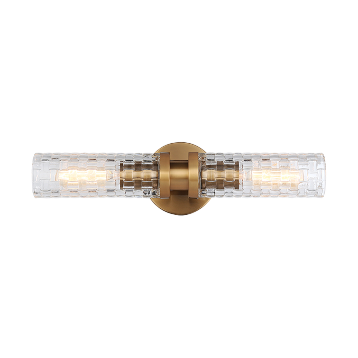 Steel Frame with Double Woven Patterned Glass Shade Wall Sconce