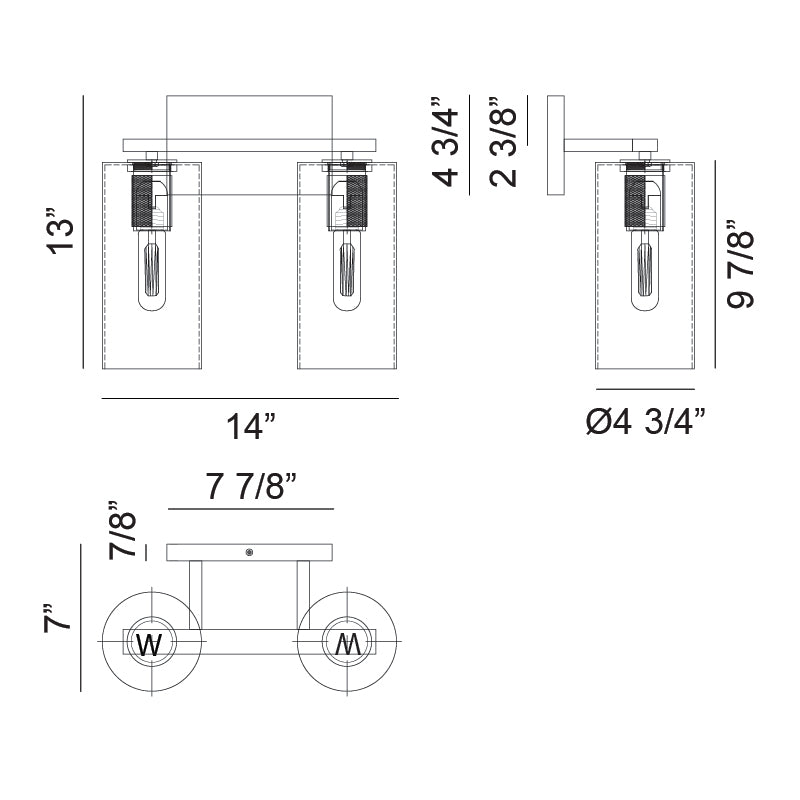 Steel Frame with Clear Cylindrical Glass Shade Wall Sconce