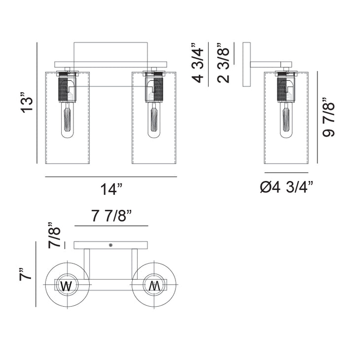 Steel Frame with Clear Cylindrical Glass Shade Wall Sconce